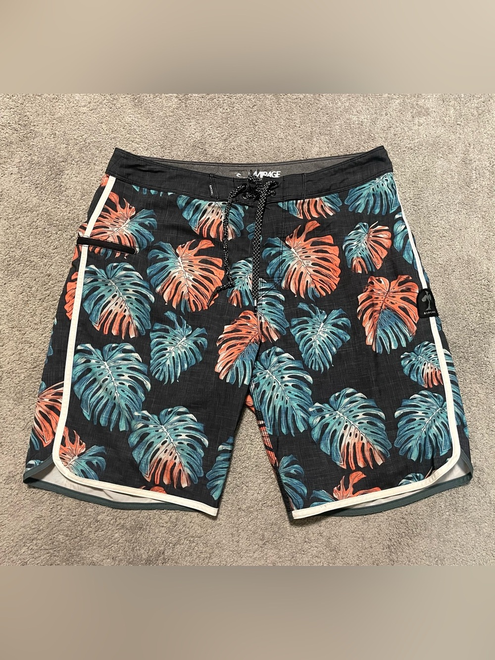 Rip Curl Mirage Board Shorts Men’s 34 Monstera Blue Red Gray Stretch Surf